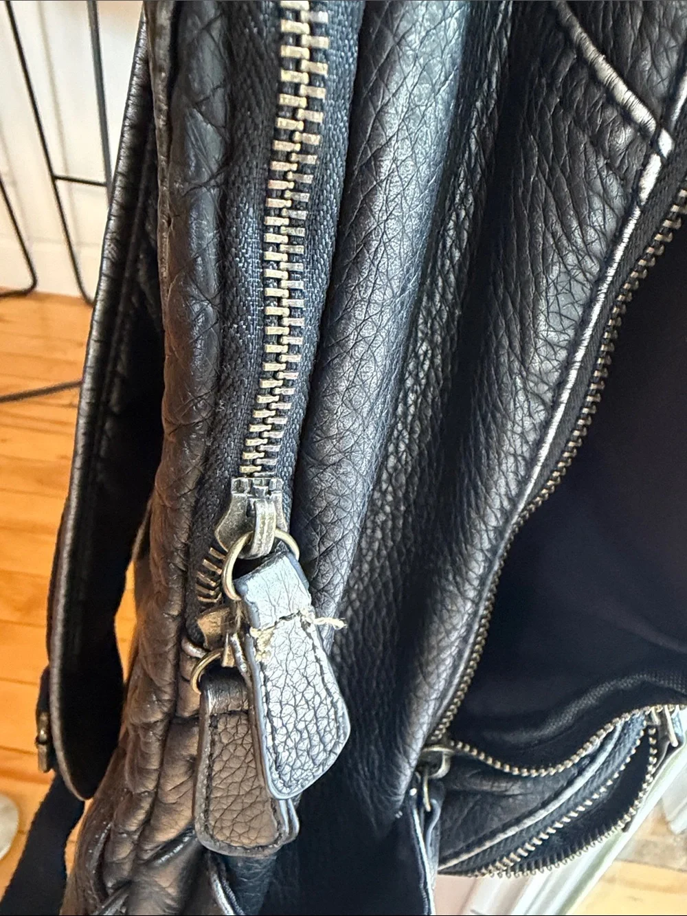 Bass Black Leather with silver tones Men’s Backpack - Classic Everyday Carry